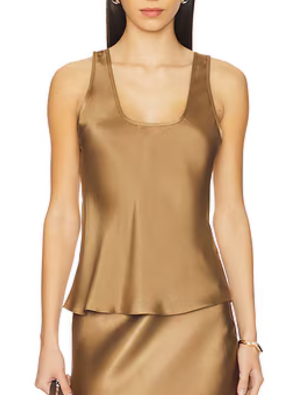 Anine Bing Taupe Satin Scoop Tank - Picture 4 of 7